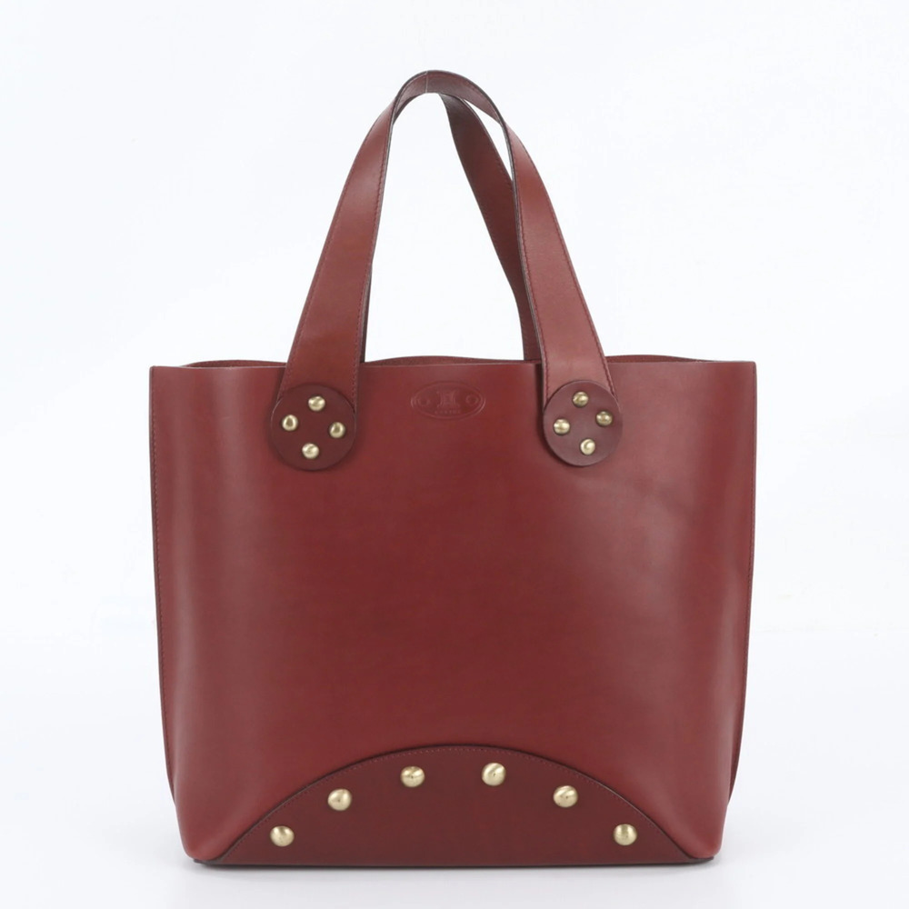 Celine Studded Leather Tote Bag, Shoulder Handbag, Gold Hardware, Women's